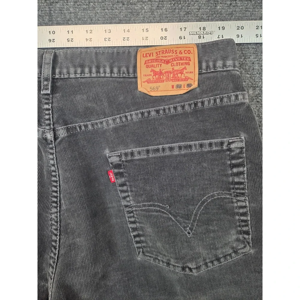Levis 569 Loose Straight Corduroy Pants Mens 38x30 Charcoal Gray 5-Pocket Cords